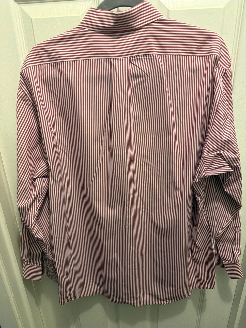 Vintage Y2K J. Crew Oarsman Men's Red and White Striped Dress Shirt
